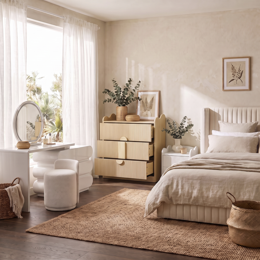 Caden Fluted Chest of Drawers in Natural