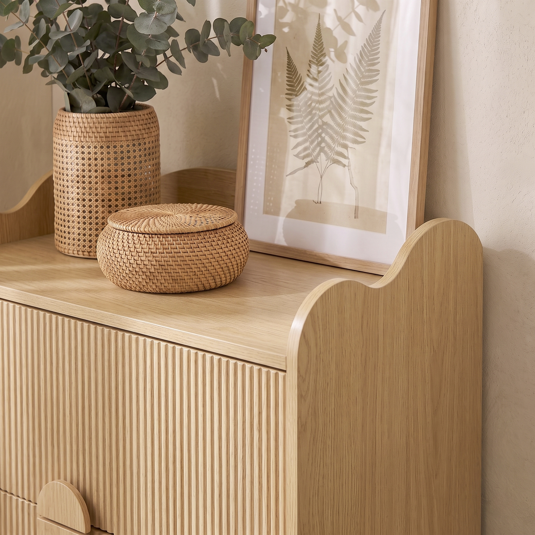Caden Fluted Chest of Drawers in Natural