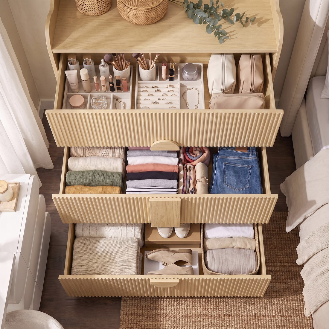 Caden Fluted Chest of Drawers in Natural