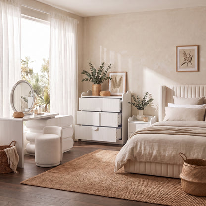 Caden Fluted Chest of Drawers in White