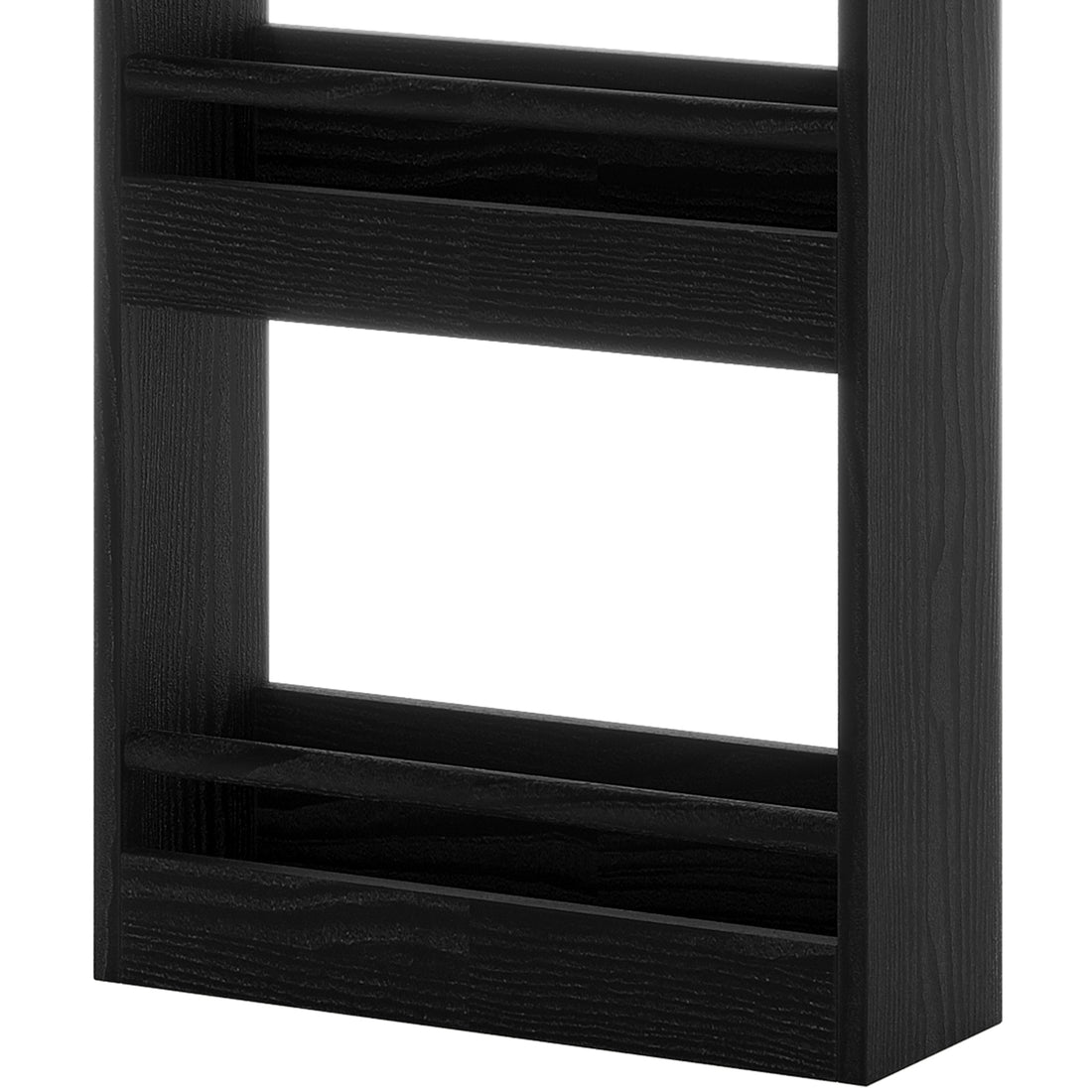 Chastor 100cm Solid Oak Spice Rack Storage - Black features a sleek, two-shelf design with angled shelves and front lips, ideal for organizing kitchen spices and small items on a wall.