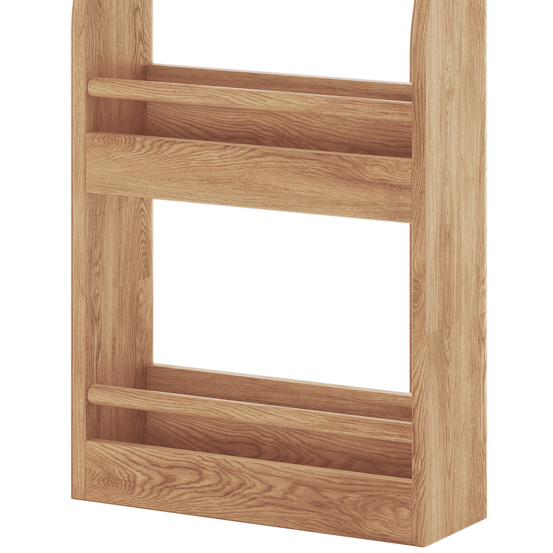 Chastor 100cm Solid Oak Spice Rack Storage - Natural, featuring a two-tier wooden design with open shelves, ideal for organizing spices or essentials in a stylish, space-saving manner.