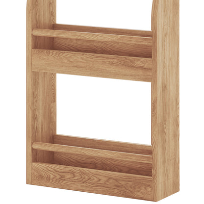 Chastor 100cm Solid Oak Spice Rack Storage - Natural, featuring a two-tier wooden design with open shelves, ideal for organizing spices or essentials in a stylish, space-saving manner.