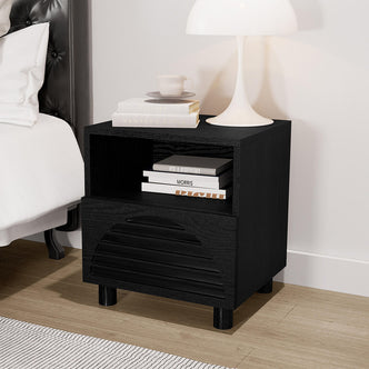 Deino 45cm Bedside Table with Storage - Black - Lifestyle