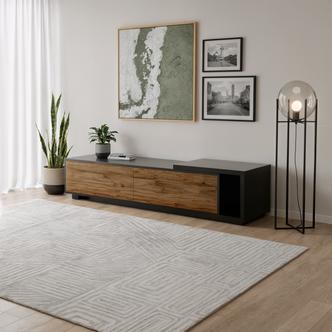 Eloise 180cm Entertainment Storage TV Unit in Black & Natural