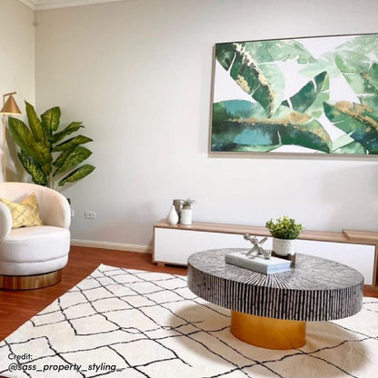 Eloise Entertainment Unit with Shelves - White, features open shelves, push-to-open doors, and a clean, modern design, perfect for organizing your living room efficiently and stylishly.