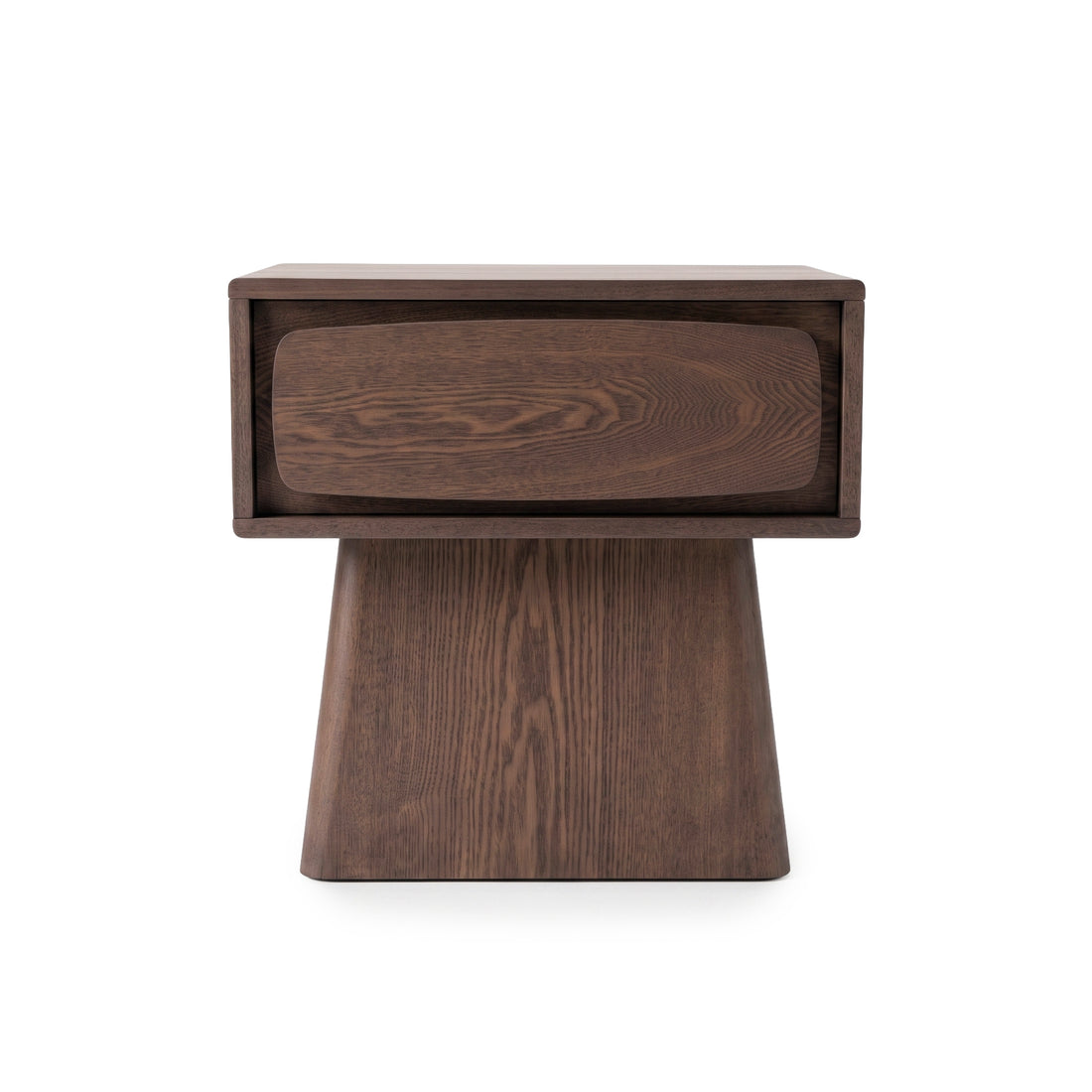 Modern wooden nightstand on a white background