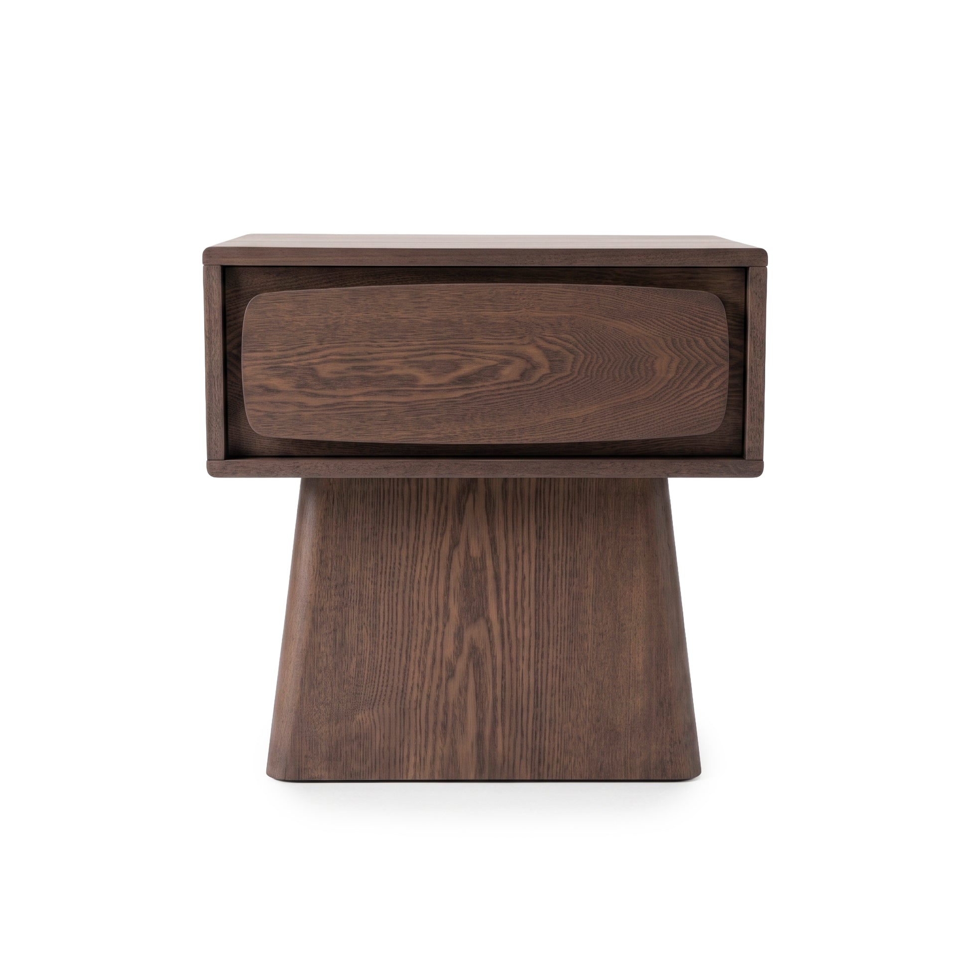 Modern wooden nightstand on a white background