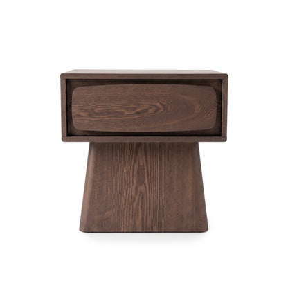 Modern wooden nightstand on a white background