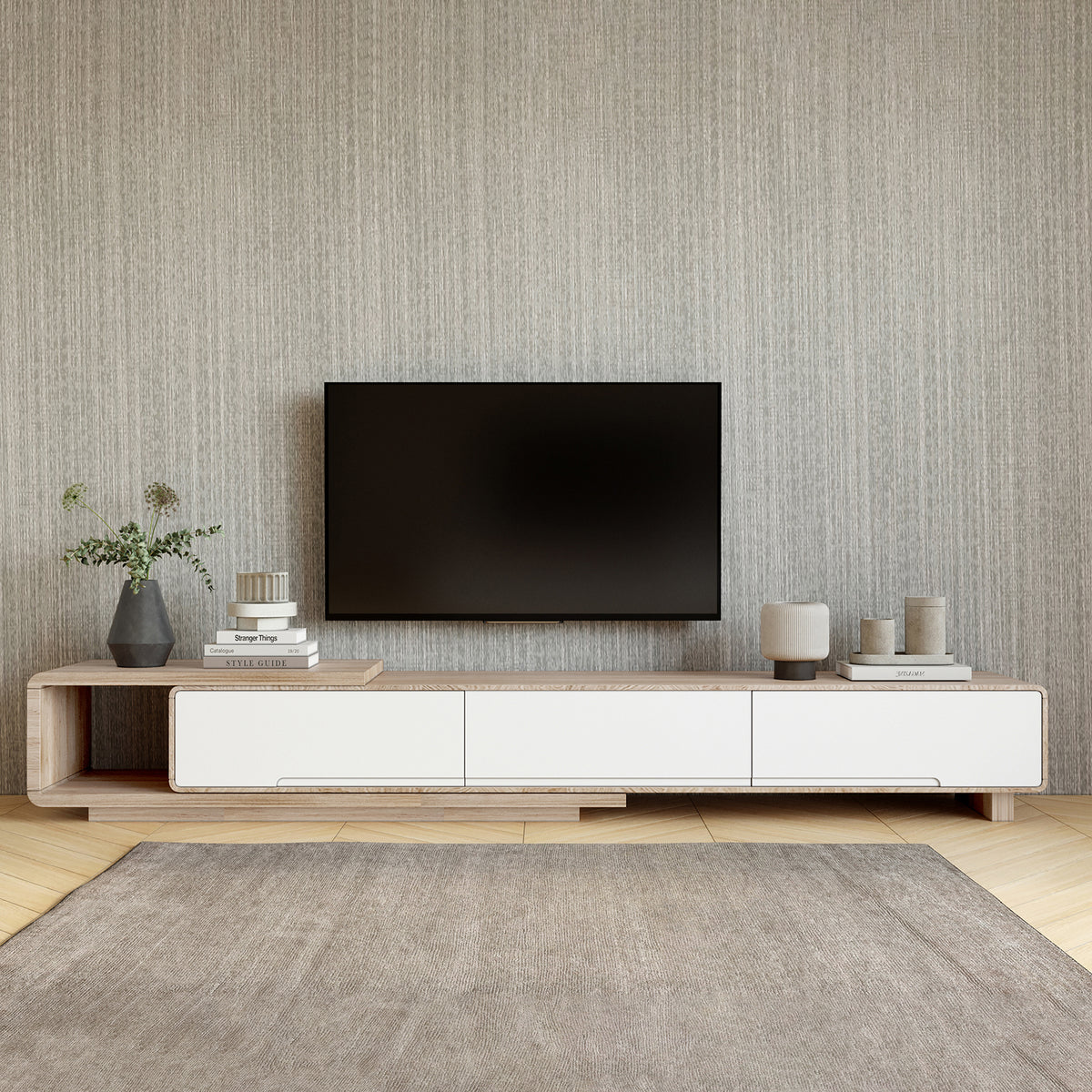 Galya Adjustable Entertainment Storage TV Unit in Oak – Luxo Living