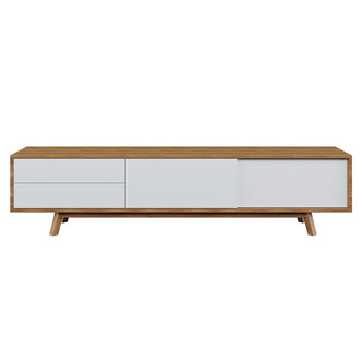 Gavyn Entertainment Unit with Cabinet and Drawers, showcasing a modern design with a large sliding cabinet and two drawers, ideal for spacious living rooms and ample storage needs.