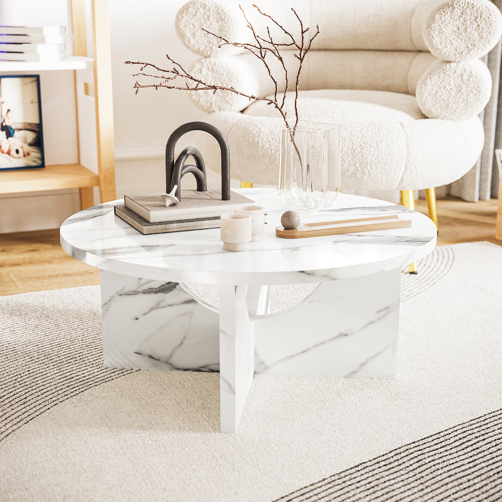 Hadriana 80cm Round Coffee Table in Marble – Luxo Living