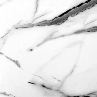 Hadriana 80cm Round Coffee Table in Marble, featuring a white marble surface with grey-to-black veining, showcasing a sleek, elegant design with a distinctive oval shape and unique leg structure.