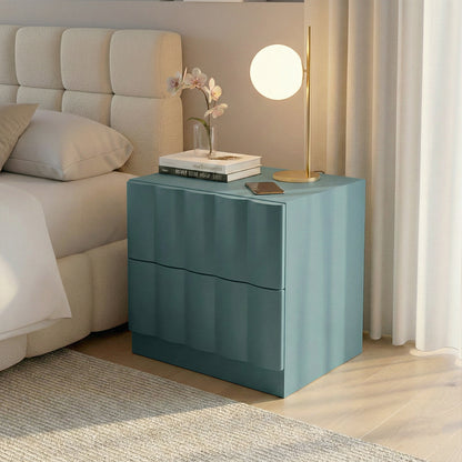 Hamish 2 Drawer Fluted Bedside Table in Sage