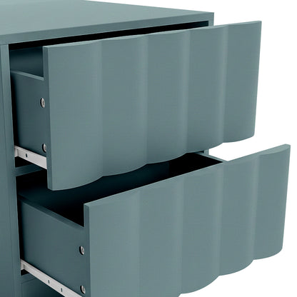 Hamish 2 Drawer Fluted Bedside Table in Sage