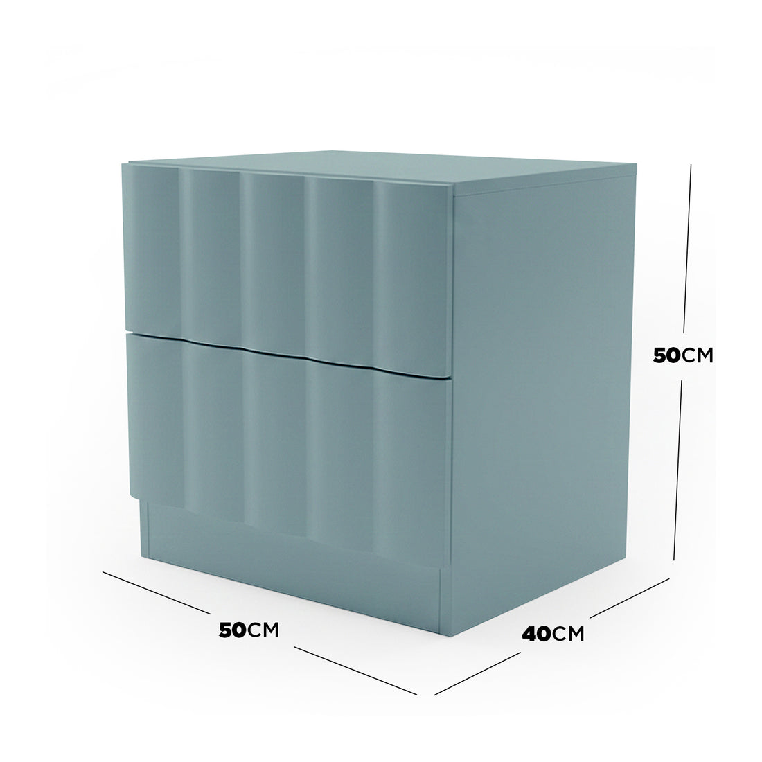 Hamish 2 Drawer Fluted Bedside Table in Sage