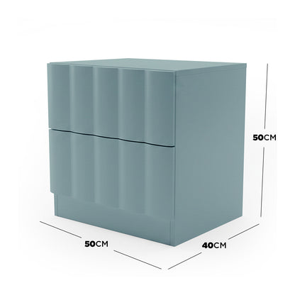 Hamish 2 Drawer Fluted Bedside Table in Sage