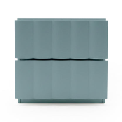 Hamish 2 Drawer Fluted Bedside Table in Sage