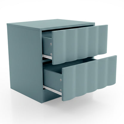 Hamish 2 Drawer Fluted Bedside Table in Sage