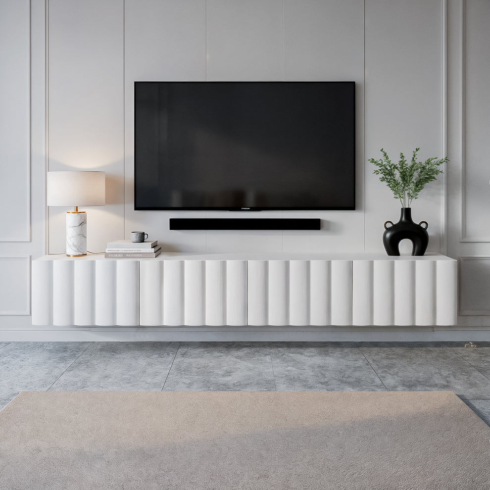 Hamish 200cm Fluted TV Storage Entertainment Unit in White