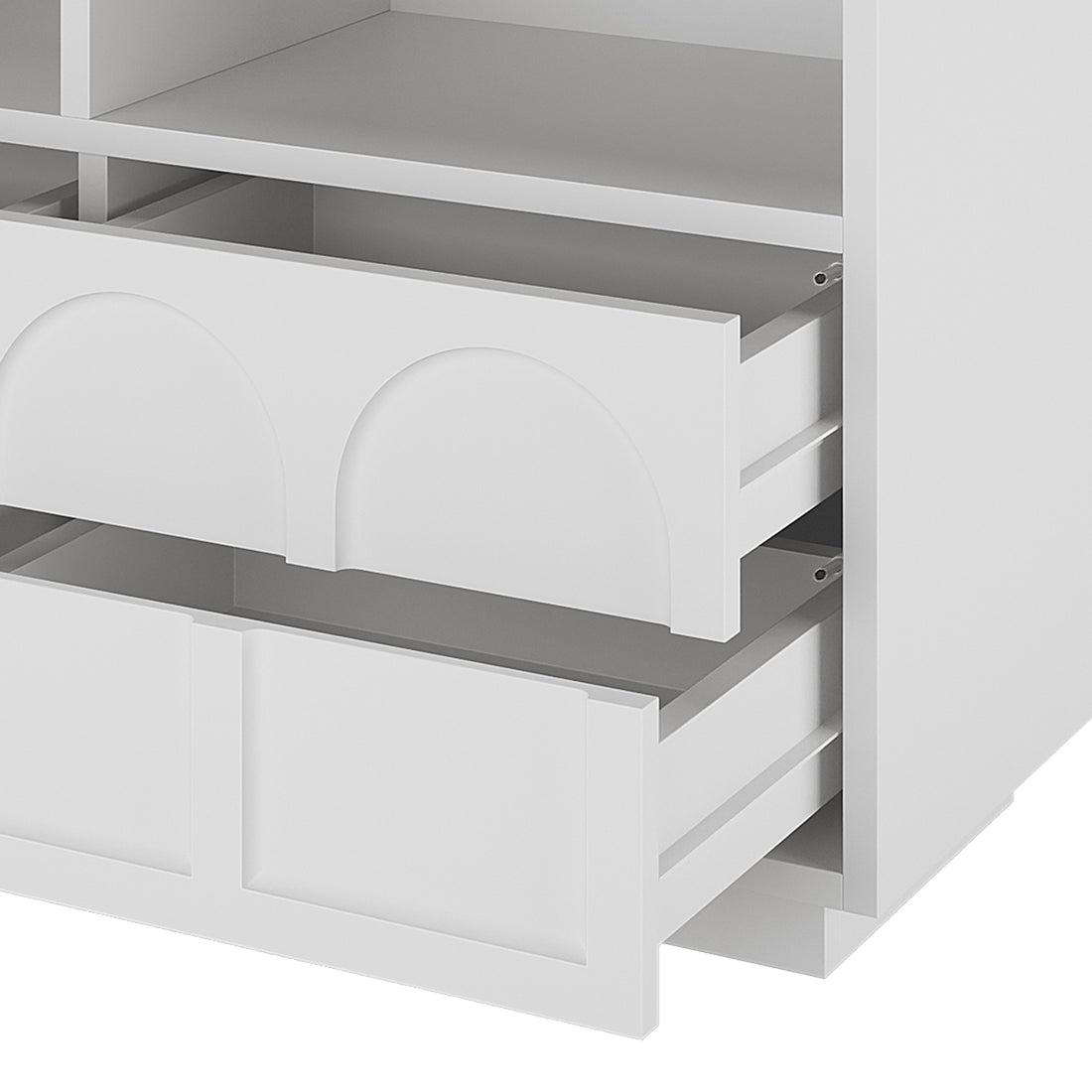 Hava 100cm Arched Sideboard with Shelves, featuring a modern design with clean lines, arched drawers, and open shelving, ideal for stylish and practical storage in contemporary homes.