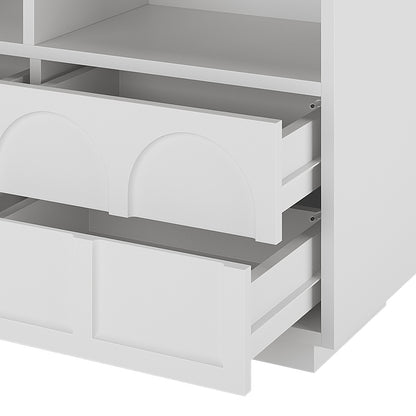 Hava 100cm Arched Sideboard with Shelves, featuring a modern design with clean lines, arched drawers, and open shelving, ideal for stylish and practical storage in contemporary homes.