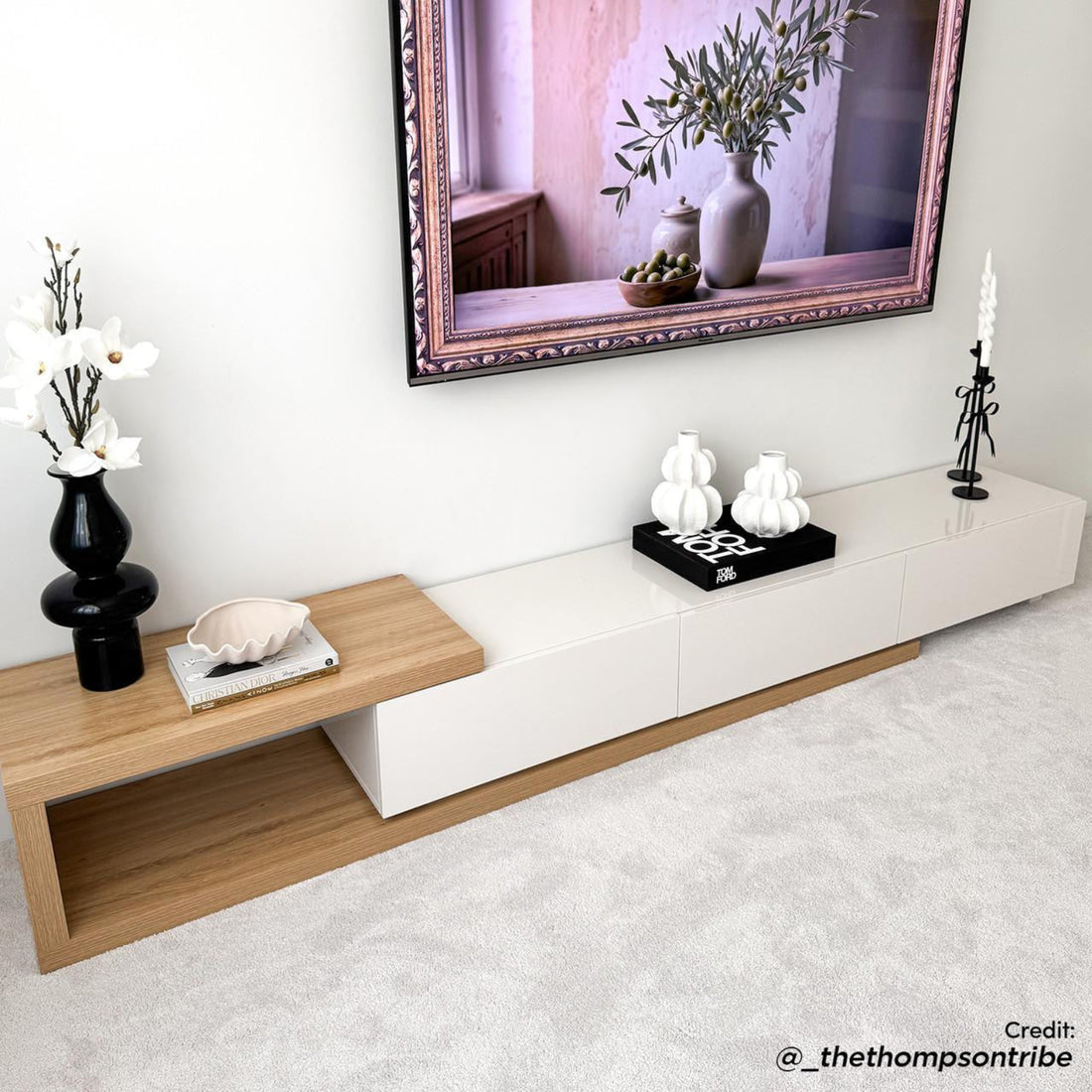 Mable Extendable Entertainment Unit with Drawers - White - Lifestyle