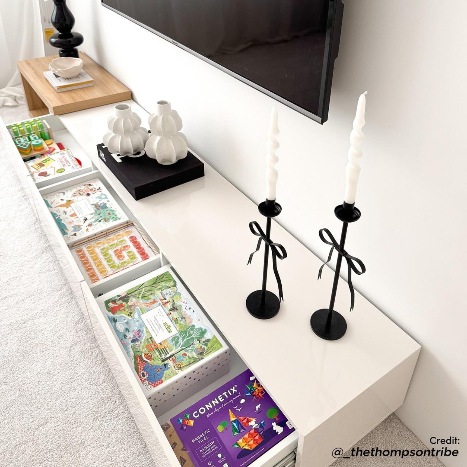 Mable Extendable Entertainment Unit with Drawers - White - Lifestyle