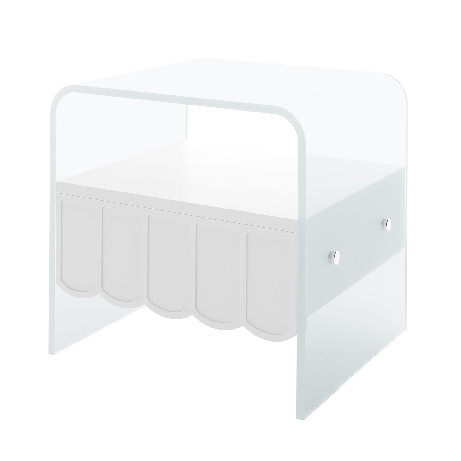 Magdalena 45cm Acrylic Glass Bedside Table - White