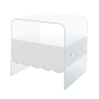 Magdalena 45cm Acrylic Glass Bedside Table - White