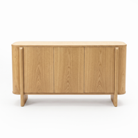 Light oak wooden sideboard on a white background