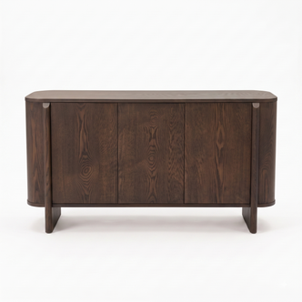 Dark wood sideboard on a white background