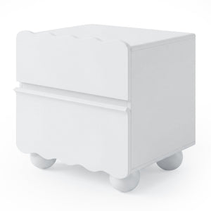 Daisy Scallop 2 Drawer Bedside Table in White
