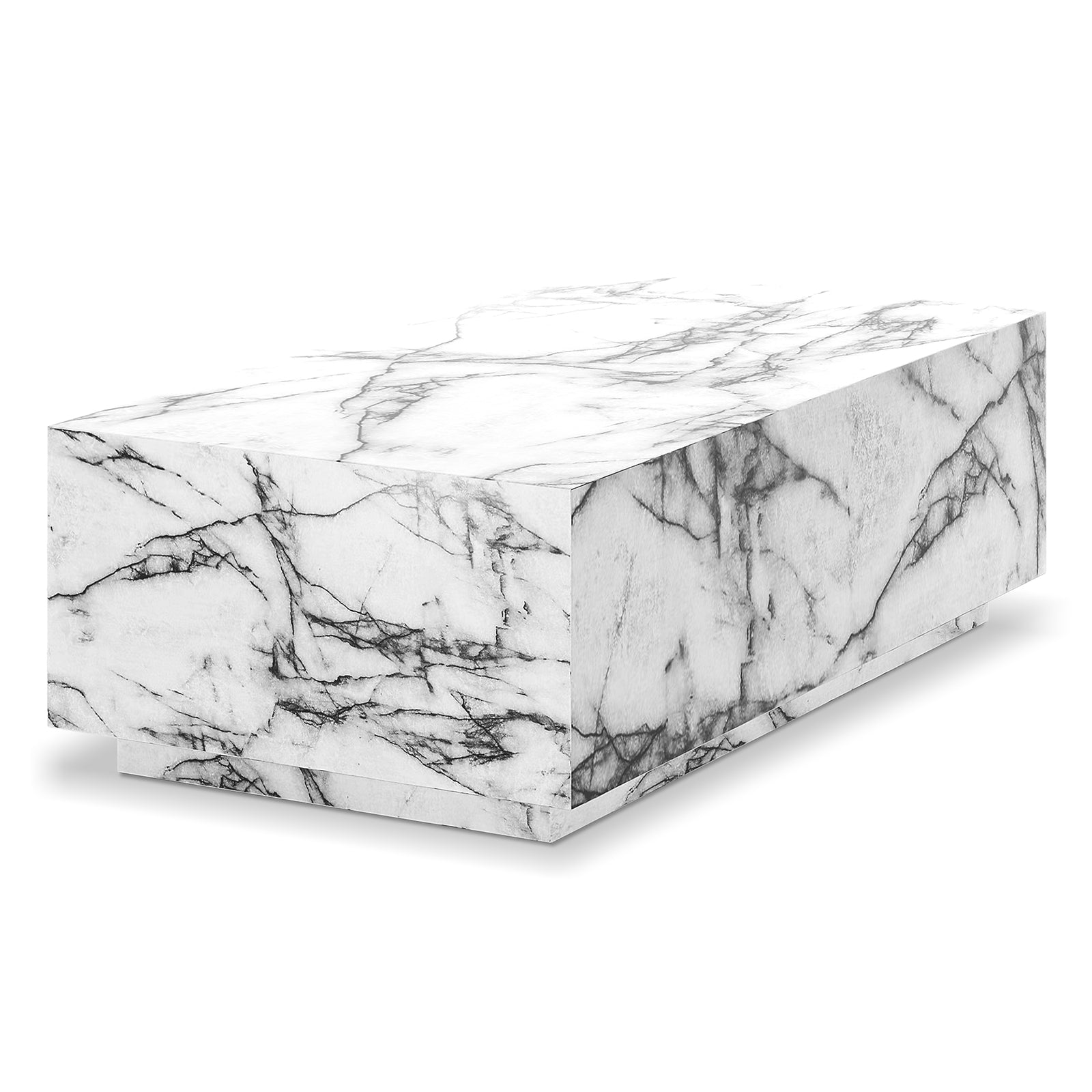 Parviz 88cm Rectangular Coffee Table in Marble with sleek surface, gray and black veining, and a solid, minimalist slab design, ideal as a modern centerpiece for living spaces.