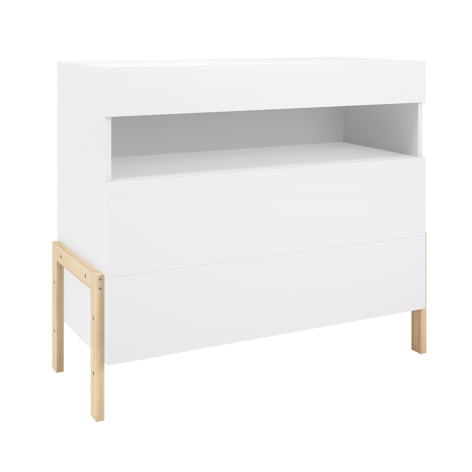 white tallboy dresser Quinta Tallboy Dresser with Drawers in White & Natural – Luxo Living