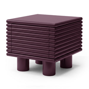 Serina Fluted Bedside Table in Dark Cherry Red