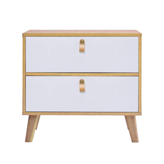 Sylvia Bedside Table with Drawers - White