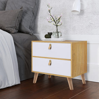 Sylvia Bedside Table with Drawers - White - Lifestyle