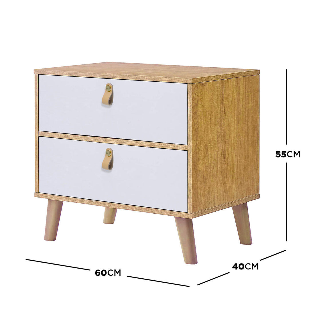 Sylvia Bedside Table with Drawers - White