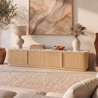Viola 200cm Sintered Stone TV Entertainment Unit in Natural
