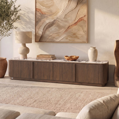 Viola 200cm Sintered Stone TV Entertainment Unit in Walnut
