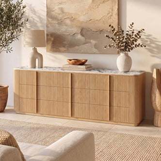Viola 227cm Sintered Stone Storage Buffet in Natural