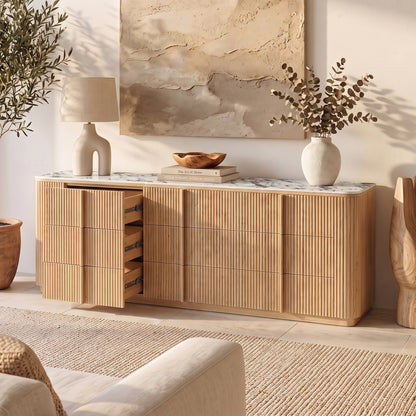 Viola 227cm Sintered Stone Storage Buffet in Natural