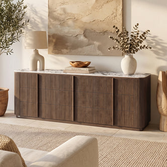 Viola 227cm Sintered Stone Storage Buffet in Walnut