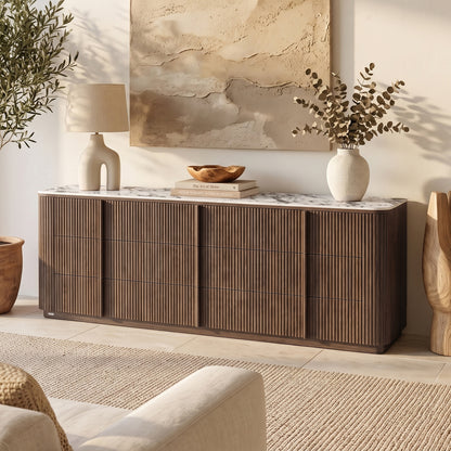 Viola 227cm Sintered Stone Storage Buffet in Walnut