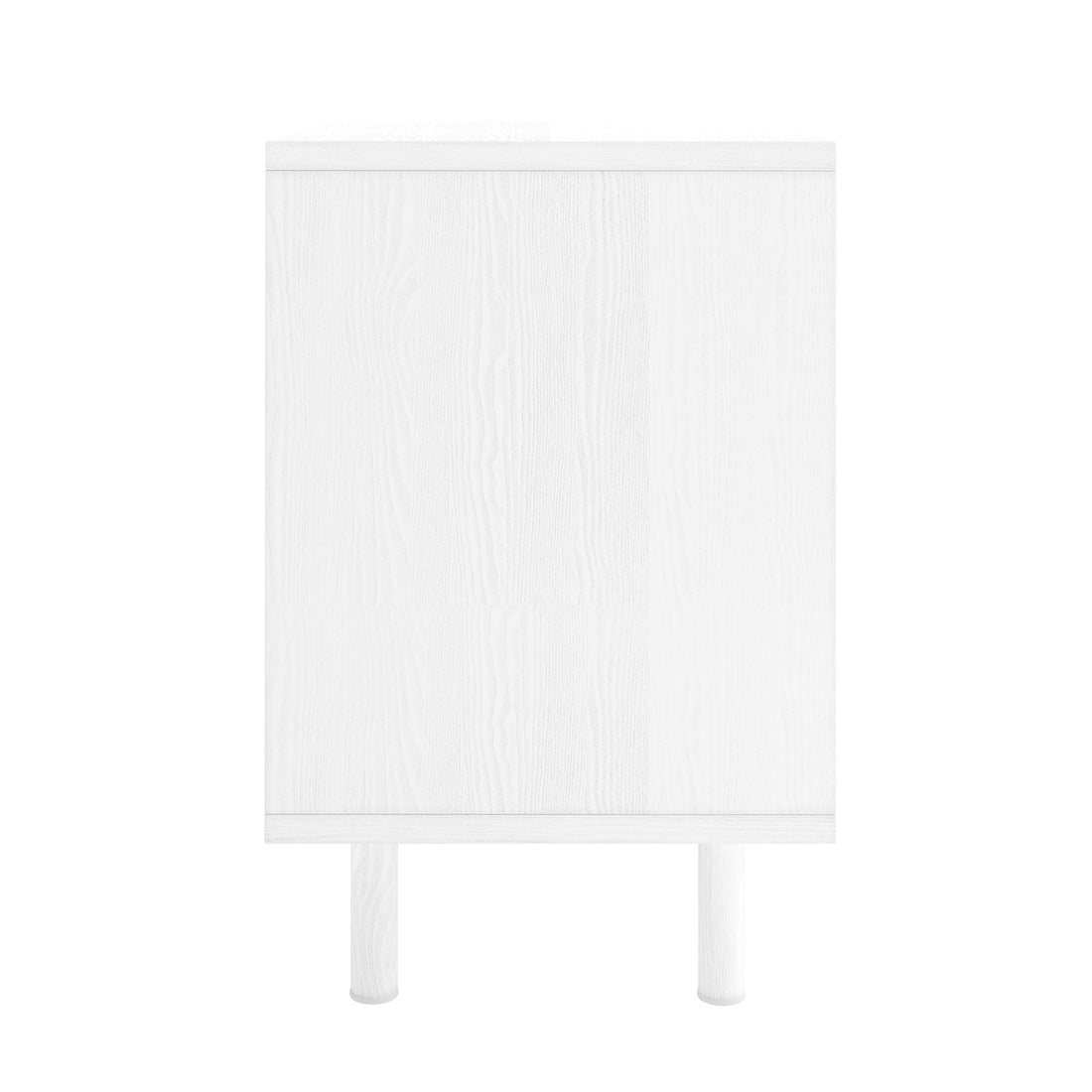 Zuriel 45cm Bedside Table with Drawers in White, featuring a sleek design with two drawers on sturdy steel legs, providing ample and stylish storage for your bedside essentials.