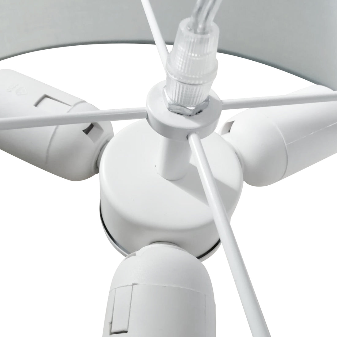 Close-up of the Akiko 3-Light Metal Pendant Light, showcasing its stylish mid-century design with a large drum-shaped shade and chrome-finished metal base, highlighting its modern, versatile appeal.