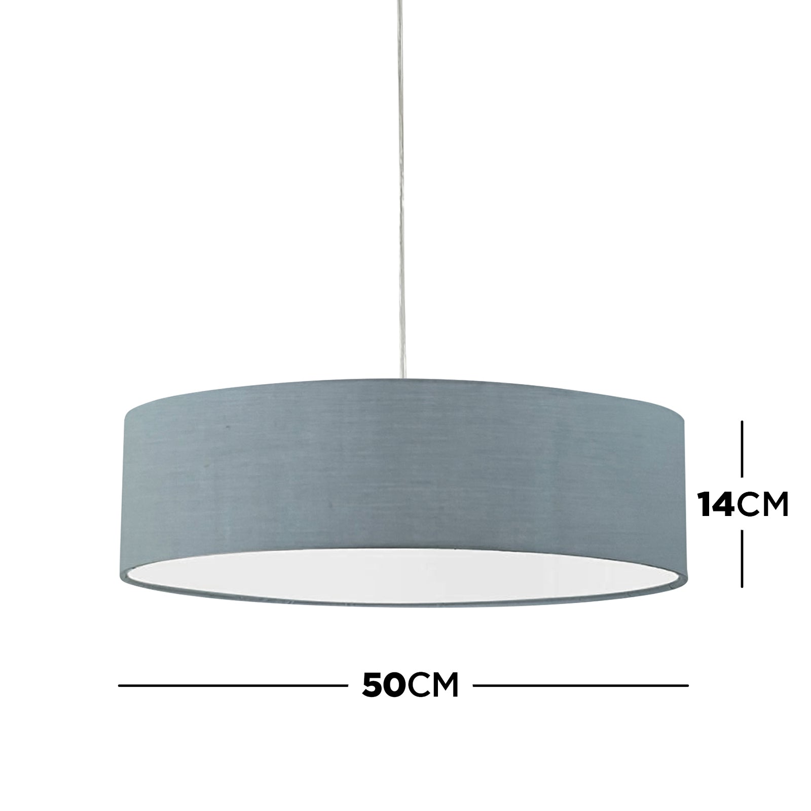 Akiko 3-Light Metal Pendant Light Grey features a large, cylindrical drum-shaped shade with a sleek, minimalist design, ideal for modern living or dining spaces.