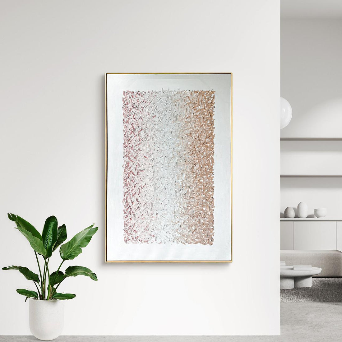 Lifestyle image of Amelia Textured Canvas Hanging Wall Art Frame - 120x180cm - Lifestyle