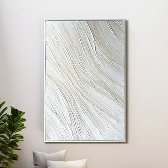 Anya Abstract Textured Wall Art displayed in a contemporary living space, demonstrating how its flowing patterns and depth enhance a modern interior design.